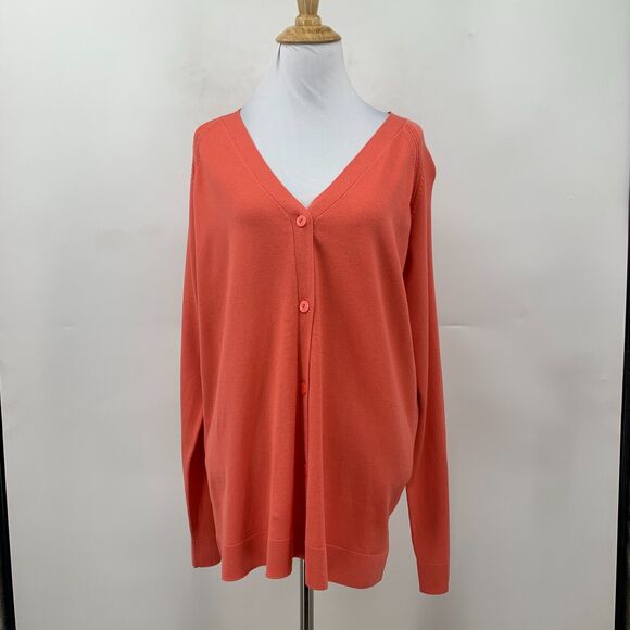 Pendleton Silk Blend Cardigan Womens Plus 1X Coral Long Sleeve Button Up Sweater - Picture 2 of 13